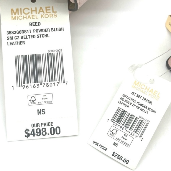 Michael Kors Reed Small Satchel Crossbody Bag & MD Bifold Zip Chain Wallet Pink - Picture 16 of 16